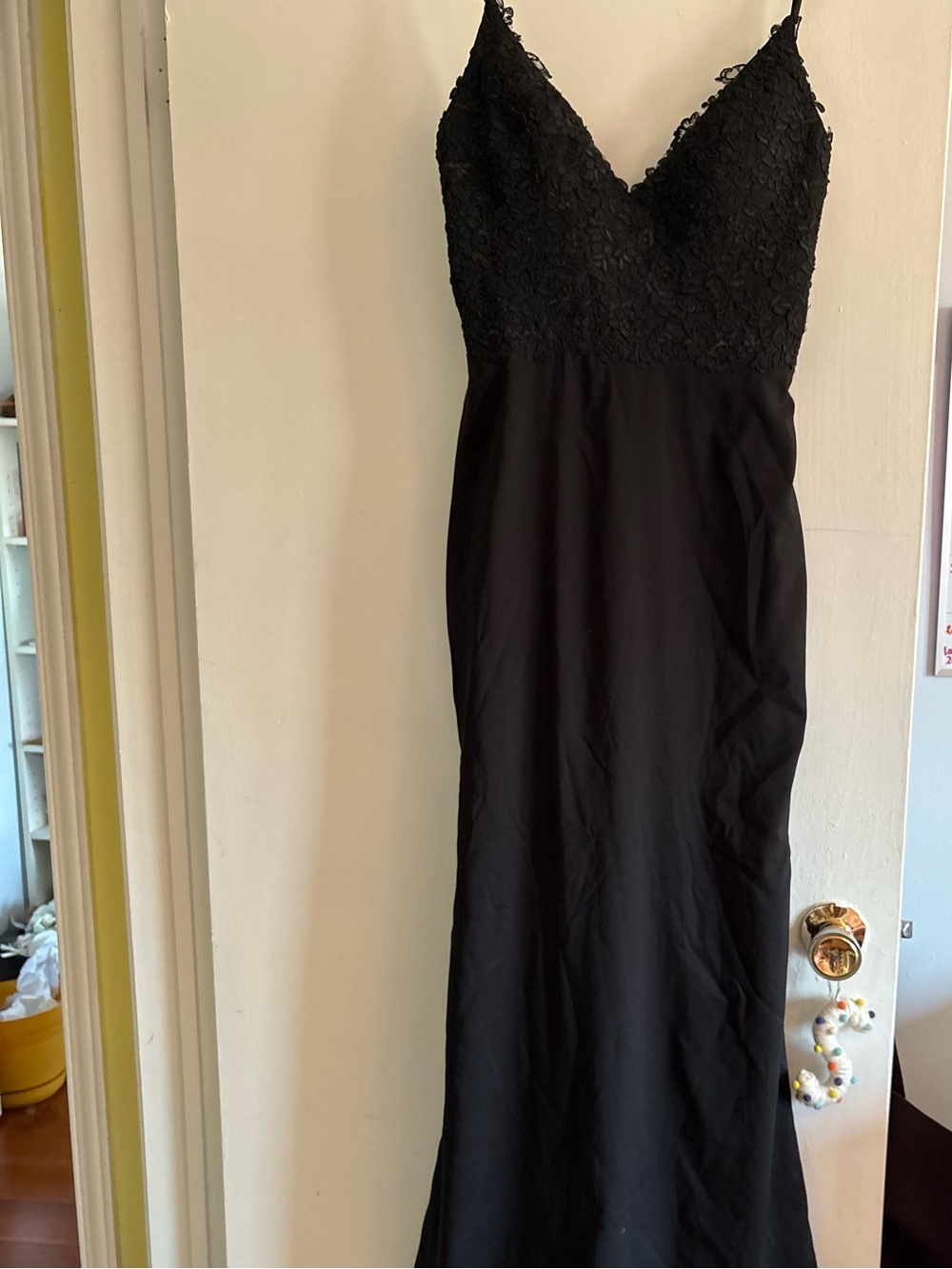 Black Lace Bodice Slip Dress
